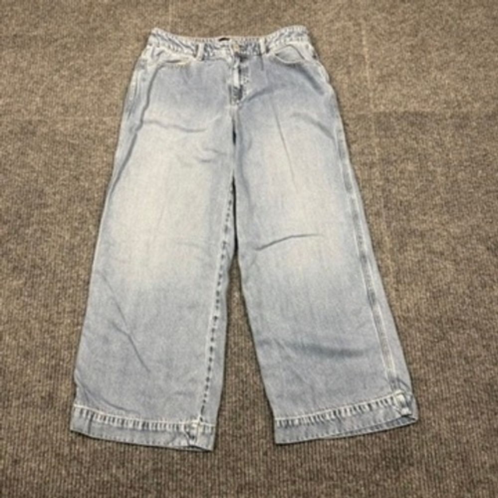 Talbots Classic Jean Trouser 4P Womens Light Wash Wide Leg Tencel Denim Jeans